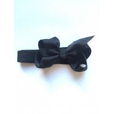 "Belle" petite bow headband - black